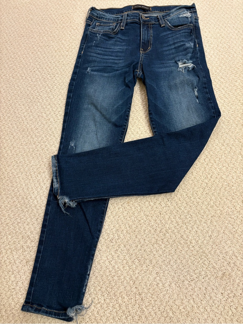 Flying Monkey Dark Wash Distressed Skinny Jeans